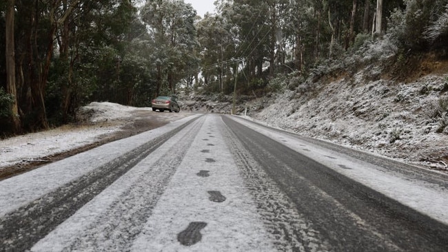 Icy conditions at Collinsvale. Picture KELVIN BALL