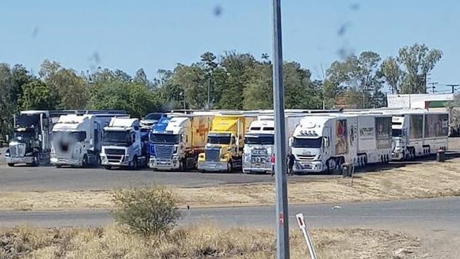 Supercar team transporters have been delayed in Camooweal, about 10km from the NT/QLD border. Picture: Supplied