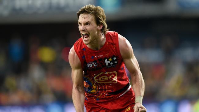 Noah Anderson’s after-the-siren goal kept Gold Coast’s finals hopes alive. Picture: Getty Images