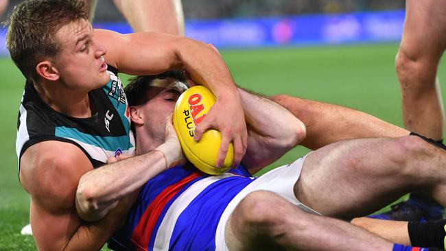 Ollie Wines of the Power has signed a new deal with the Alberton club. Picture: AAP Image/David Mariuz