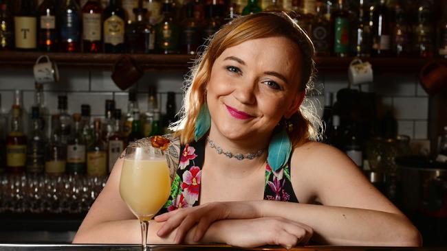 Sarah Jones, a bartender at Boilermaker House, uses sustainable practices to make her cocktails. Picture: Nicki Connolly