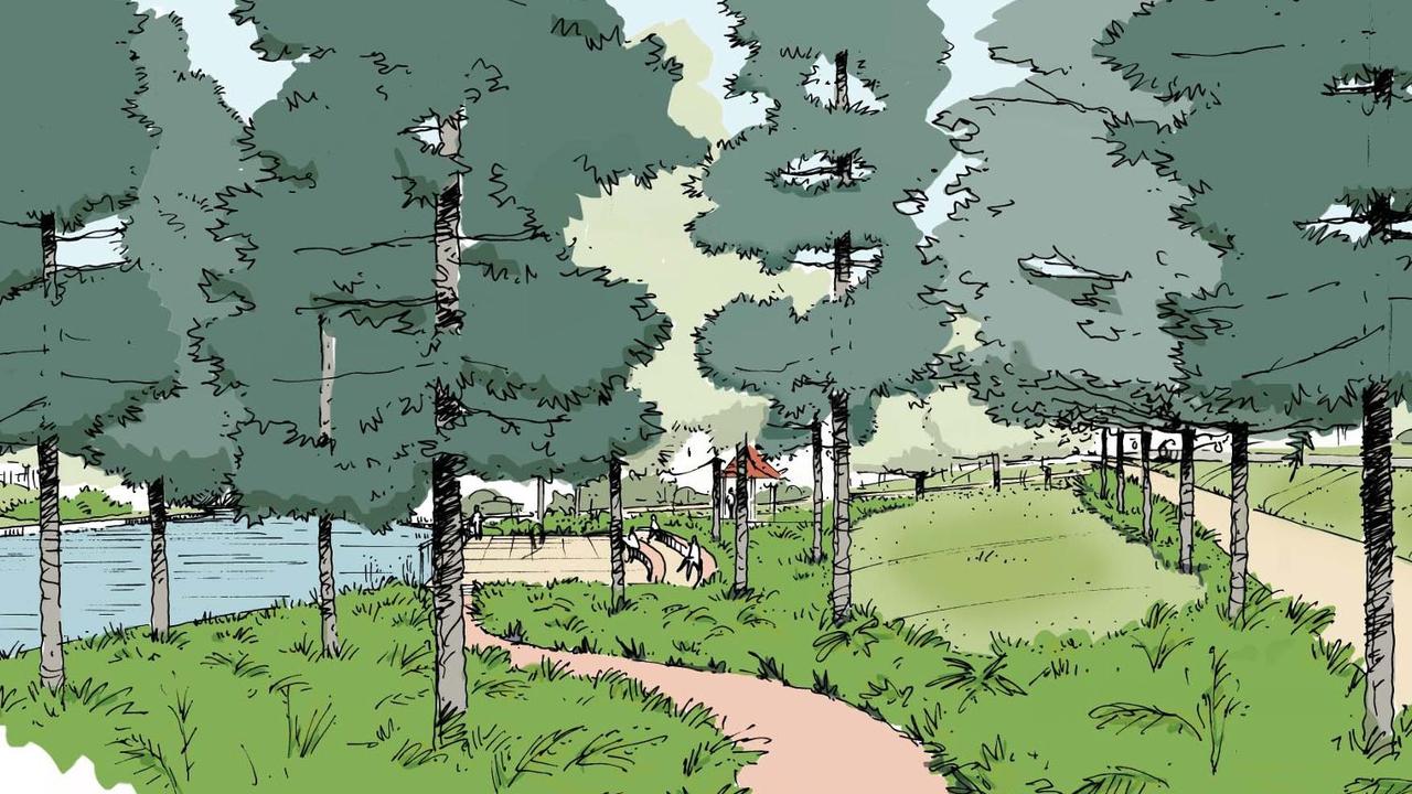 Concept art of improvements to Lake Annand in Toowoomba.