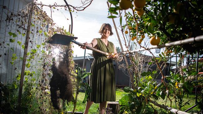 Hana Broughton is interested in having soil tested through VegeSafe, pictured her Magill backyard veggie patch. Picture: Tom Huntley