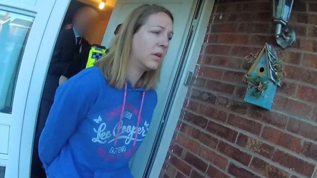 Lucy Letby being arrested at home in Chester on July 3, 2018. (Photo: Cheshire Constabulary/AFP.)