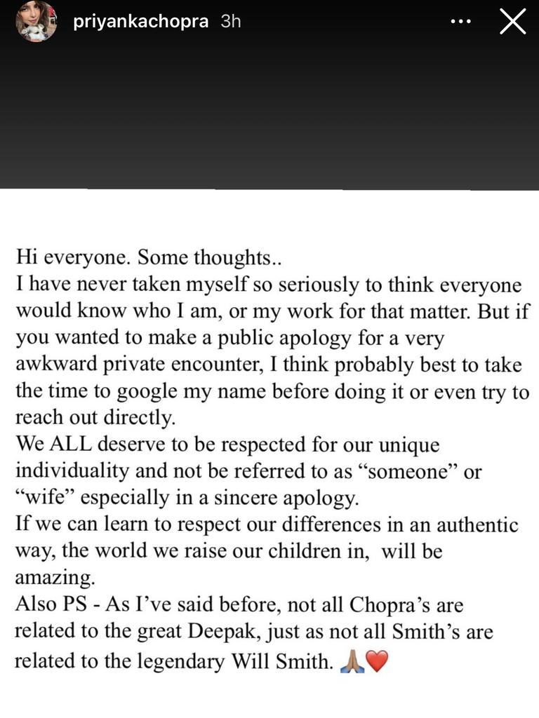 Priyanka Chopra shares a statement about Rosie O'Donnell.