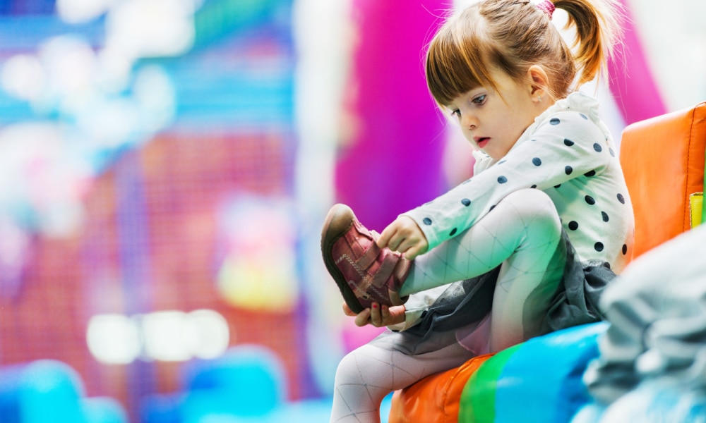 Little girl sale wearing shoes