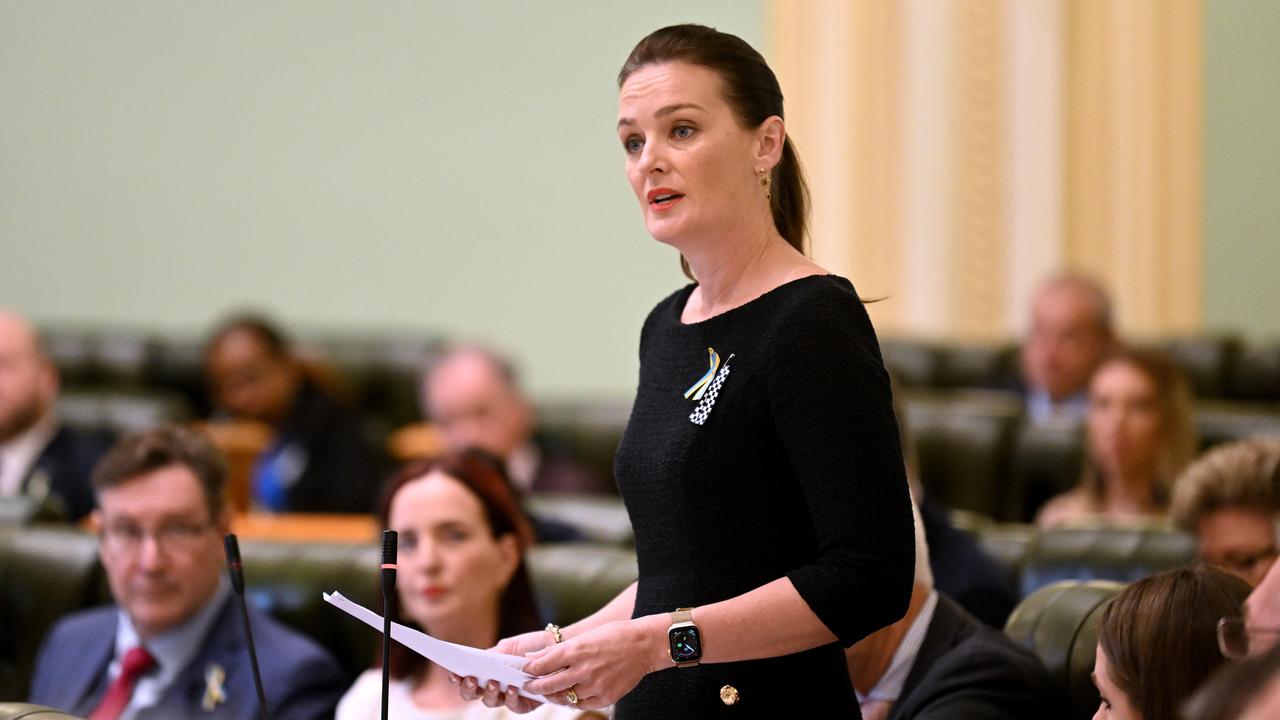 BRISBANE, AUSTRALIA - NewsWire Photos - FEBRUARY 23, 2023.  Queensland Youth Justice Minister Leanne Linard speaks during Question Time in Parliament House. Picture: NCA NewsWire / Dan Peled