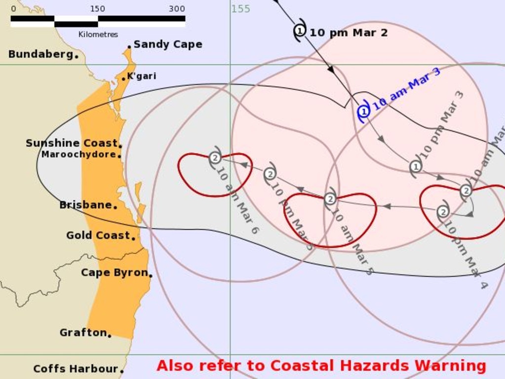 The Bureau of Meteorology's forecast tracking map issued at 11am on Monday