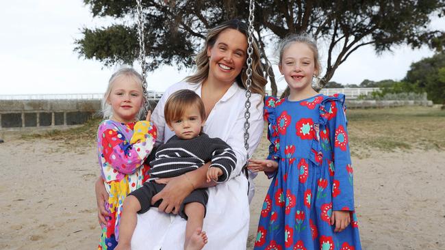 Amie Rohan with children Sadie, Archie, and Bella. Picture: Alan Barber