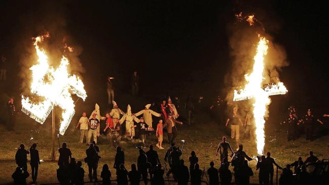 In this April 23, 2016 file photo, members of the Ku Klux, Georgia. Picture: AP Photo/Mike Stewart