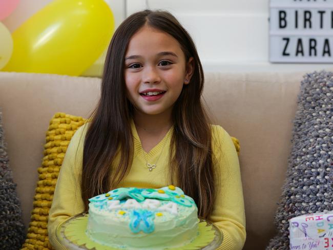 SYDNEY, AUSTRALIA - MAY 04-2020; Nine Year old Zara has her birthday party with friends and family via zoom, in Mascot, Sydney, Australia on May 04 2020. Photo by Gaye Gerard/ Daily Telegraph