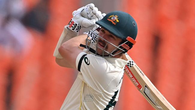 Australia's Travis Head has narrowly missed out on a century in the final Test at the Narendra Modi Stadium in Ahmedabad. Picture: AFP