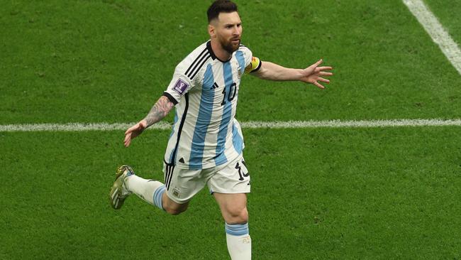 Lionel Messi celebrates after his goal. Picture: AFP Images