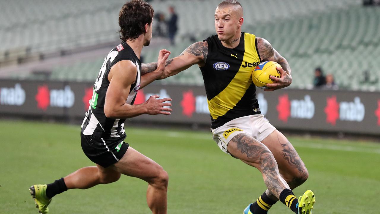 Dustin Martin’s Tigers will face off against Collingwood on March 5. Picture: Michael Klein