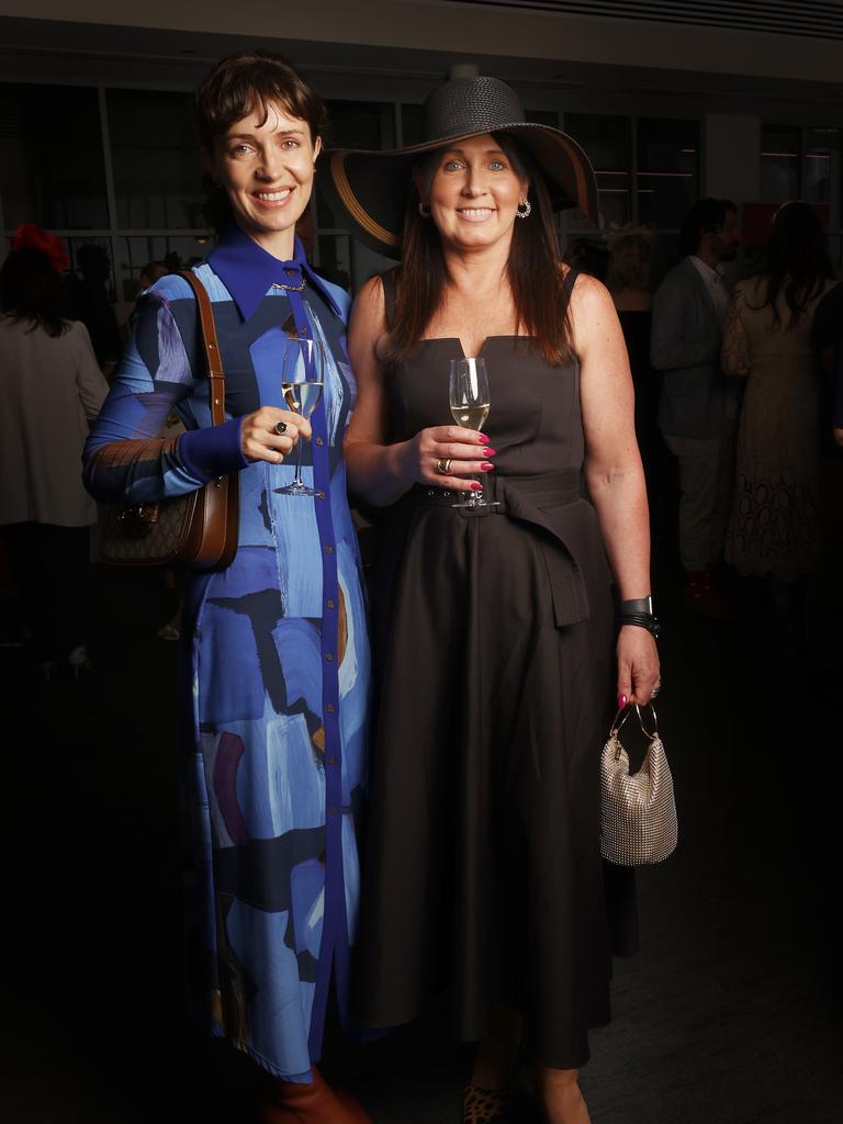 Meg Bedding and Ange Robinson. Melbourne Cup event at Franklin Wharf as a fundraiser for charity Variety. Picture: Nikki Davis-Jones