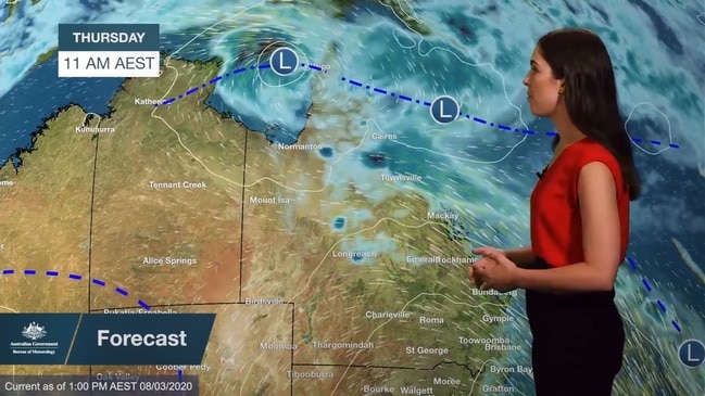 Monsoon trough developing near the north coast of the Top End