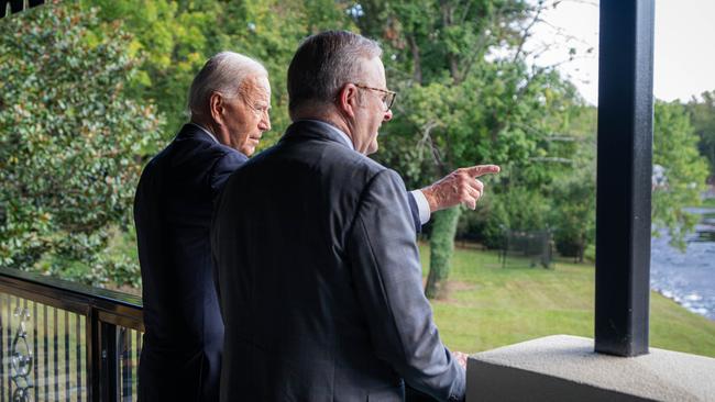 US President Joe Biden meets with Australian Prime Minister Anthony Albanese at his home in Delaware.