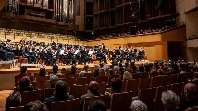 The QSO performing with William Barton at QPAC. Picture: Darren Thomas