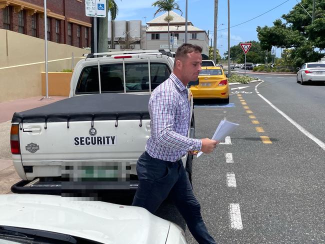 Beaudan Phillip Dixon leaves Mackay courthouse after pleading guilty to two separate road rage incidents. Picture: Janessa Ekert