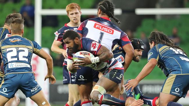 Marika Koroibete in action for the Rebels against the Brumbies.