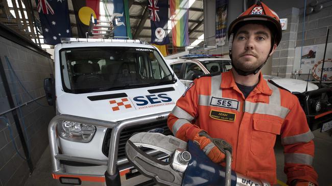 SES Volunteer, Southern Region General Response Unit Training Officer/ Derwent Valley Acting Unit Manager Adam Akam. Picture: Chris Kidd