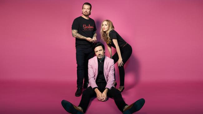 Melbourne rock band Something For Kate, whose seventh album 'The Modern Medieval' will be released on November 20 2020. L-R: Clint Hyndman (drums), Paul Dempsey (guitar/vocals) and Stephanie Ashworth (bass). Picture: Daniel Boud