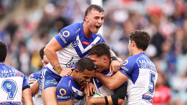 They may have the worst attack in the NRL, but the Dogs came together to humiliate the Dragons. Picture: Getty Images.