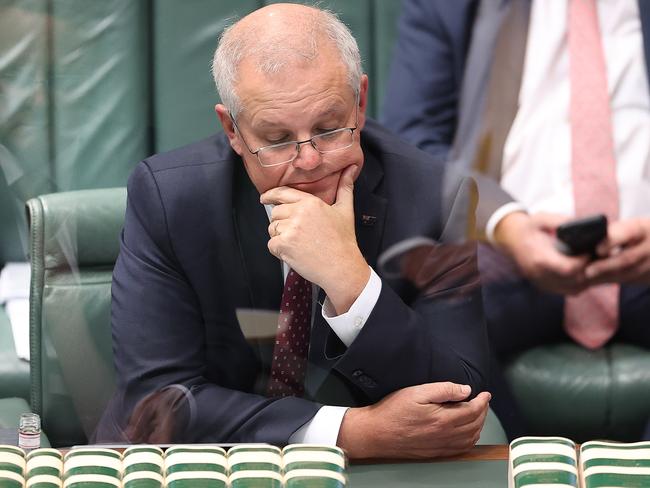 Feeling the pressure ... Prime Minister Scott Morrison reflects on a statement in Question Time this week. Picture: NCA NewsWire / Gary Ramage