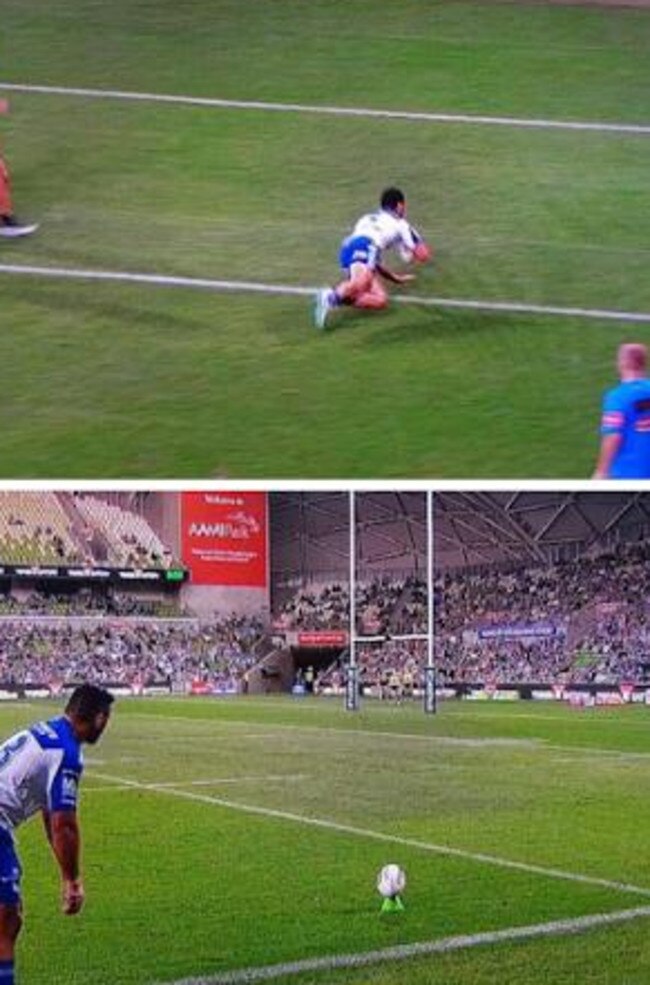 Canterbury's Rhyce Martin was told to take his match-defining conversion against Melbourne from the wrong spot