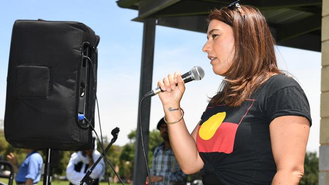 Thorpe at a 2017 protest in Melbourne. Picture: AAP