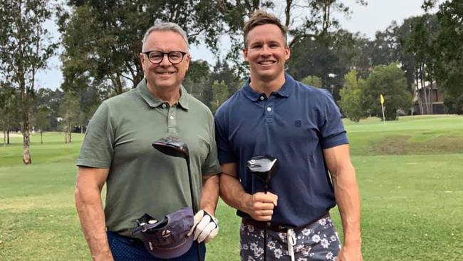 Joel and Jack Fitzgibbon on the golf course. Picture: Facebook