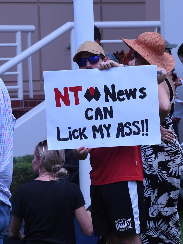 Faces from Darwin's Freedom Rally at Parliament House. Picture: Amanda Parkinson