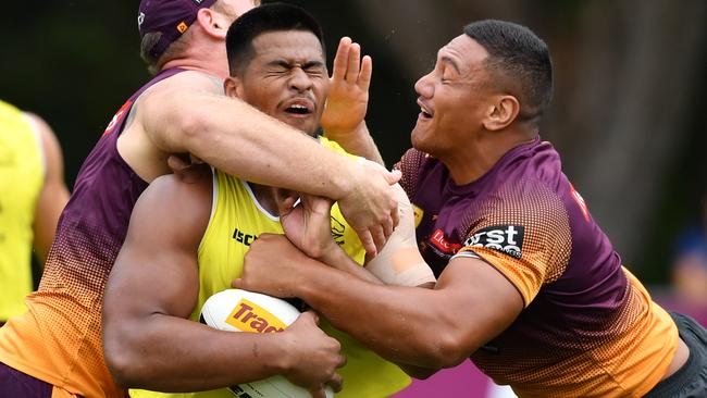 Payne Haas has been named in Brisbane’s squad for the trial clash with Souths-Logan. Picture: AAP