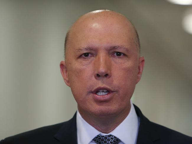 Home Affairs Minister Peter Dutton at Parliament House in Canberra.