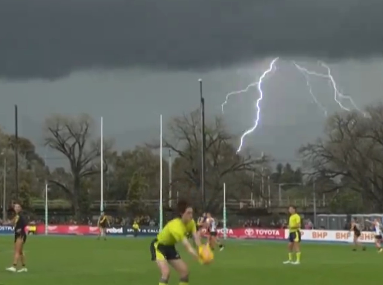 Lightning stops play, top sides flex muscle on crazy day of AFLW