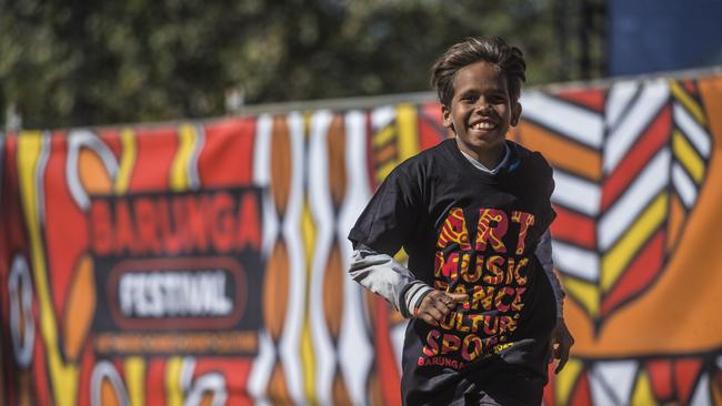 BARUNGA, AUSTRALIA - NewsWire Photos - JUNE 07, 2024: Junior Farrelkl from the Rockhole community as the annual Barunga Festival, 375 km south of Darwin as the community of Barunga opens its doors to the world in a celebration of Culture, Sport and Art Picture: NewsWire / Glenn Campbell