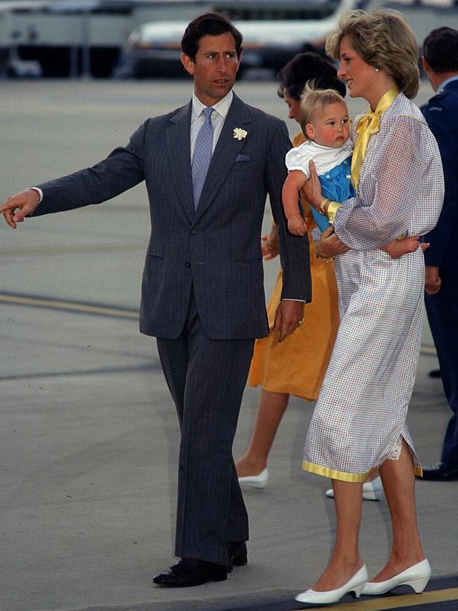 Charles and Diana arrive at Melbourne’s Tullamarine airport with William.