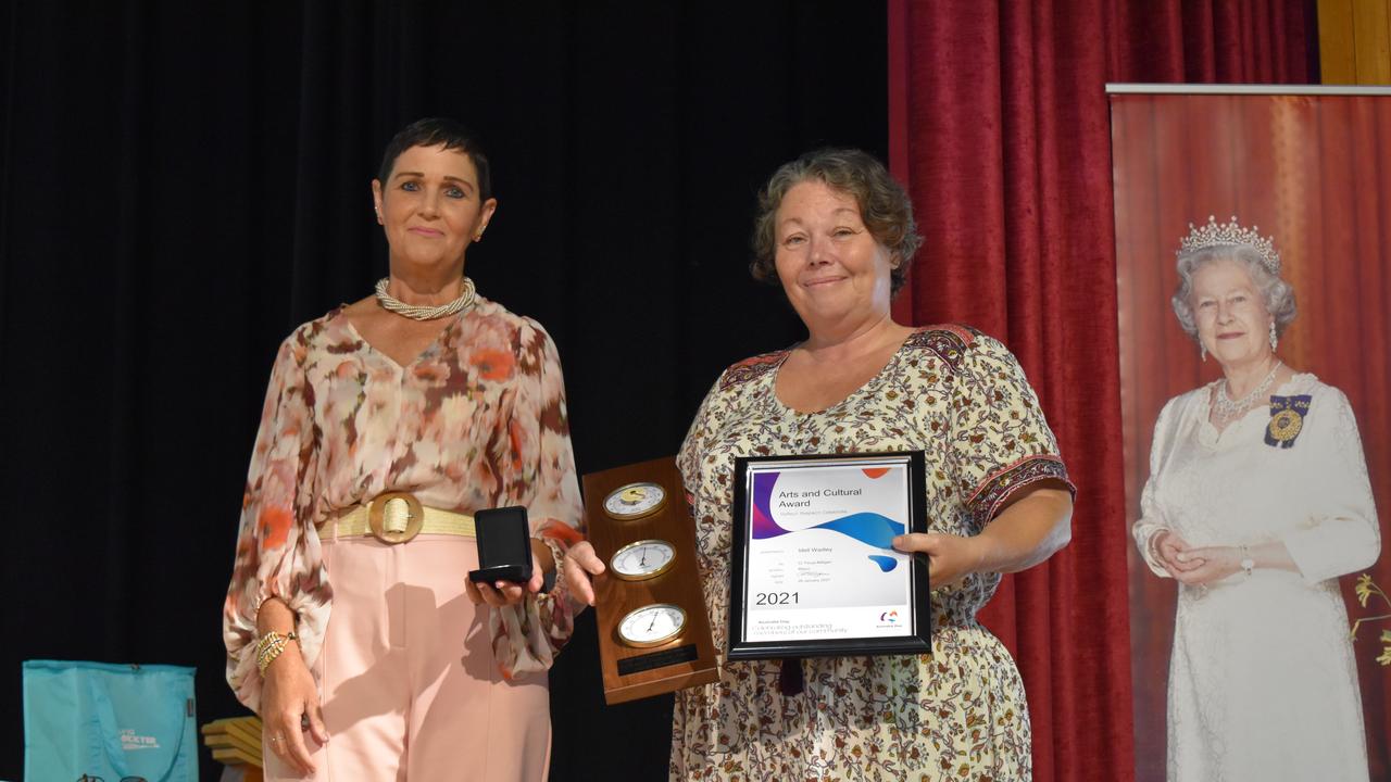 Arts and Cultural Award Recipient Idell Wadley with Lockyer Valley Mayor Tanya Milligan. Photo: Hugh Suffell.