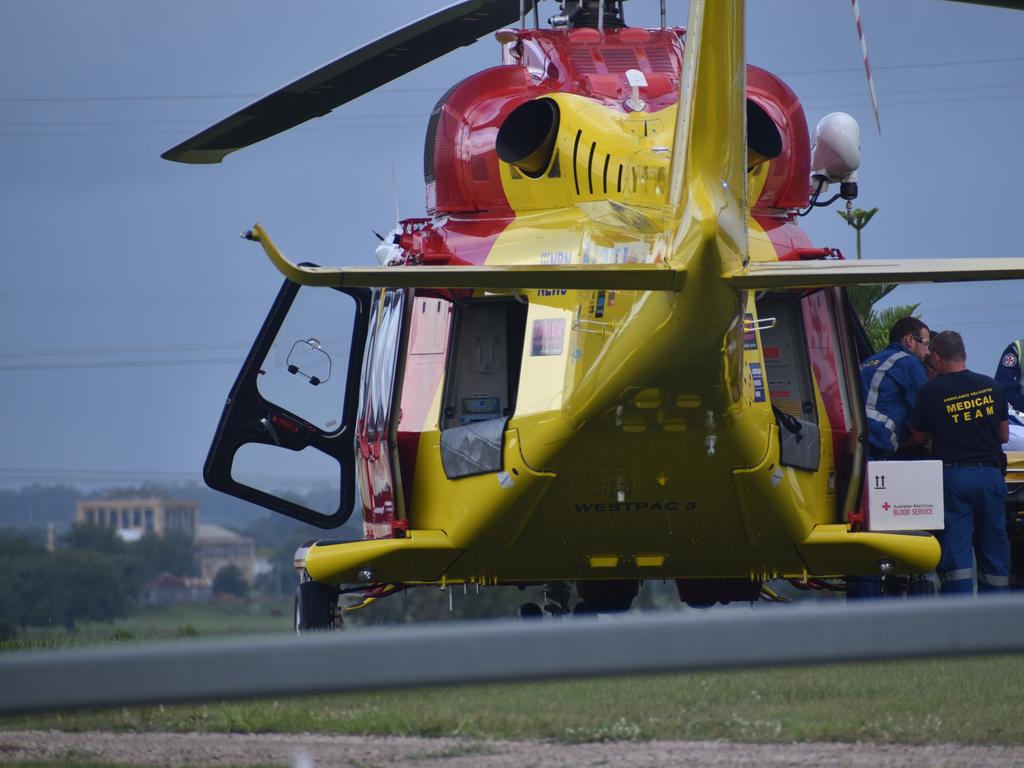 The Westpac Rescue Helicopter transported a male driver who sustained serious injuries after he was involved in a single vehicle crash on Rogans Bridge Rd west of Grafton on Thursday, 18th February, 2021. Photo Bill North / The Daily Examiner