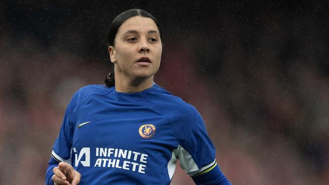 LONDON, ENGLAND – DECEMBER 10: Sam Kerr of Chelsea during the Barclays WomenÃ&#130;Â´s Super League match between Arsenal FC and Chelsea FC at Emirates Stadium on December 10, 2023 in London, England. (Photo by Visionhaus/Getty Images)