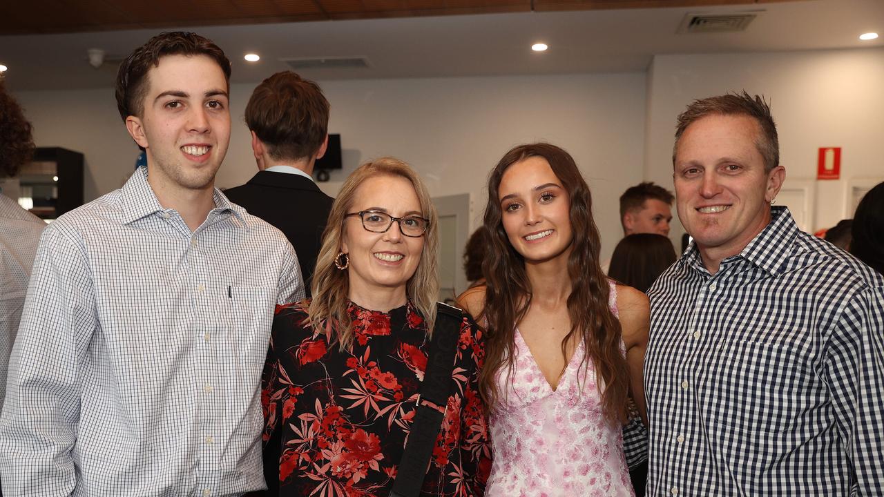 <p>Geelong Baptist College Year 12 student Kiarna Cockerill with brother Brayden and parents Allison and Grant. Picture: Alison Wynd</p>