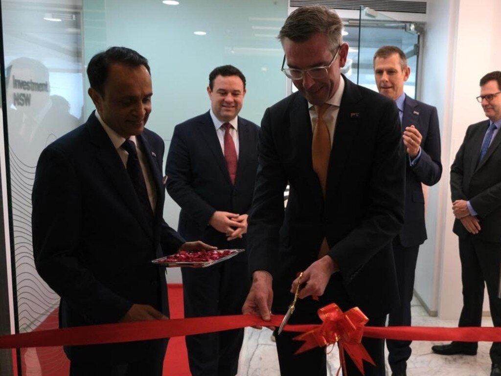 Premier Dominic Perrottet and Trade Minister Stuart Ayres open the NSW government's trade and investment office in Mumbai. Picture: James O’Doherty