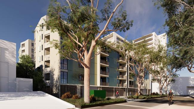 Artist impression of the three rental apartment buildings proposed for Greenhill Rd. Picture: JPE / Hill Thalis