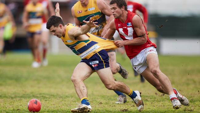 Eagle Lachlan McGregor hunting the footy at Prospect Oval. Picture: Matt Loxton.