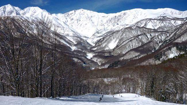 Hakuba Iwatake Snow Field and Mt Shirouma in Hakuba.