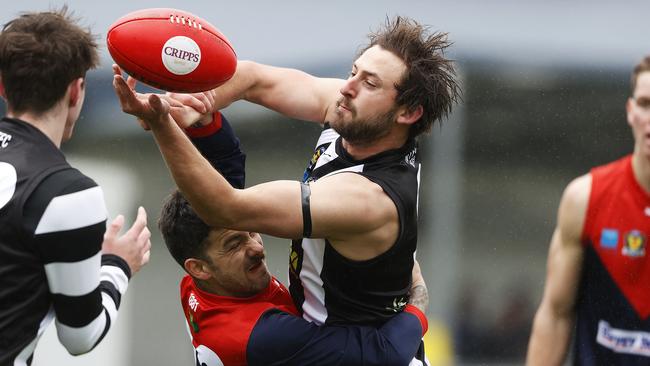 Glenorchy's Zac Webster was reported for striking Lauderdale’s Bryce Walsh on Wednesday night and will miss Sunday’s clash against North Hobart. Picture: Zak Simmonds