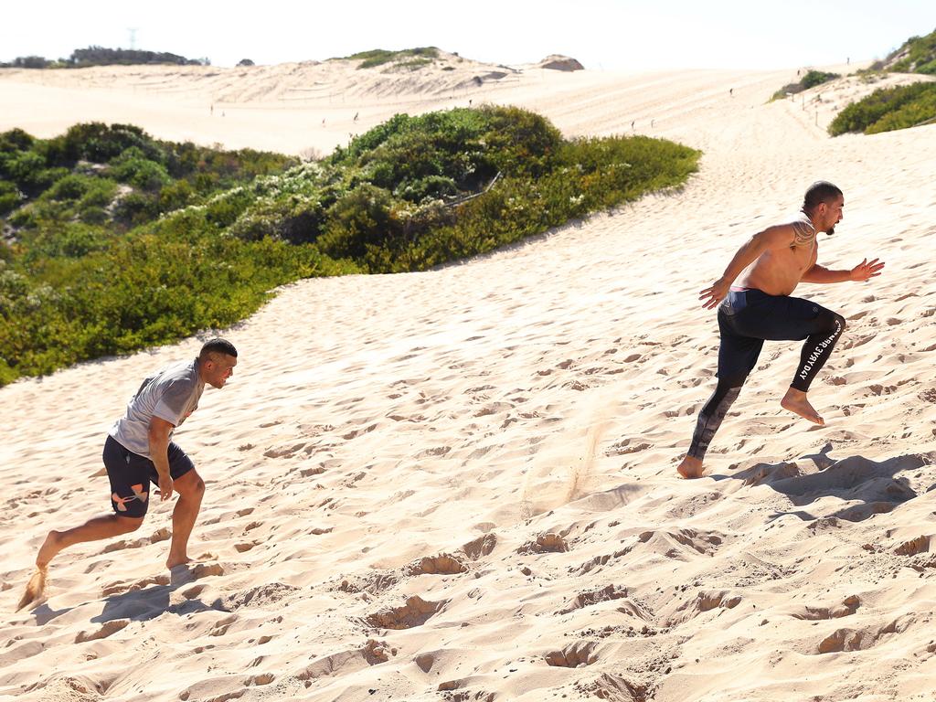 UFC fighter Rob Whittaker training at Wanda sand dunes, Cronulla. Picture: Brett Costello