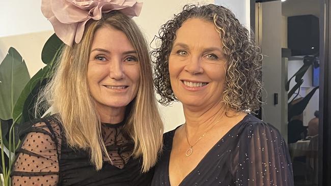 Danielle List and Sonya Lange having fun at the Carriers Arms Hotel's Melbourne Cup luncheon.