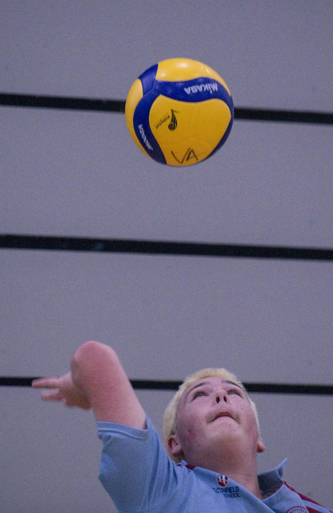 Myles Taylor as Villa Nova V Lyneham in the Australian Volleyball Schools Cup is being played at the Gold Coast Sports and Leisure Centre in Carrara. Picture: Glenn Campbell