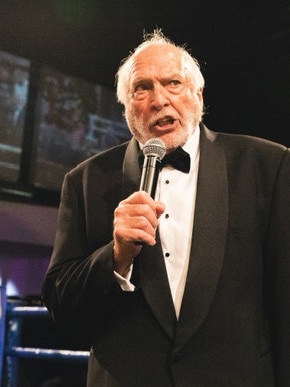 Rex Hunt as ring announcer at Melbourne Pavilion. Pic: Michelle Winters